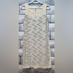 Gilli Cream Geometric Textured Lined Stretch Dress Sz L